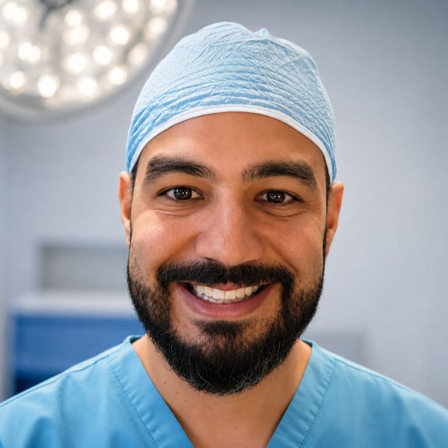 Retrato do Dr. Alzemir Santos com roupa cirúrgica